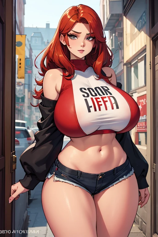 NSFW, 8K,ultra high definition,(masterpiece:1.2, best quality), (magazine cover), (많은 텍스트가 포함된 다채로운 magazine cover),fascinating, elegant, Trend, trend, radiant, head turner, dazzling, elaborate, very cool, dramatic, brave, ((swedish model)), ((red hair)))), It shows off her enhanced look perfectly... She has perfect makeup, (((((saggy big breasts,hbig breasts,Sexy))))), 그리고 is striking a sexy, erotic pose), Her body is perfectly toned, sunny beach background, (very detailed:1.2)((((100%all nude,Lots of pubic hair)))),((red lipstick)),Blue Eyes,(Very long ponytail),((((bust,bust)))),