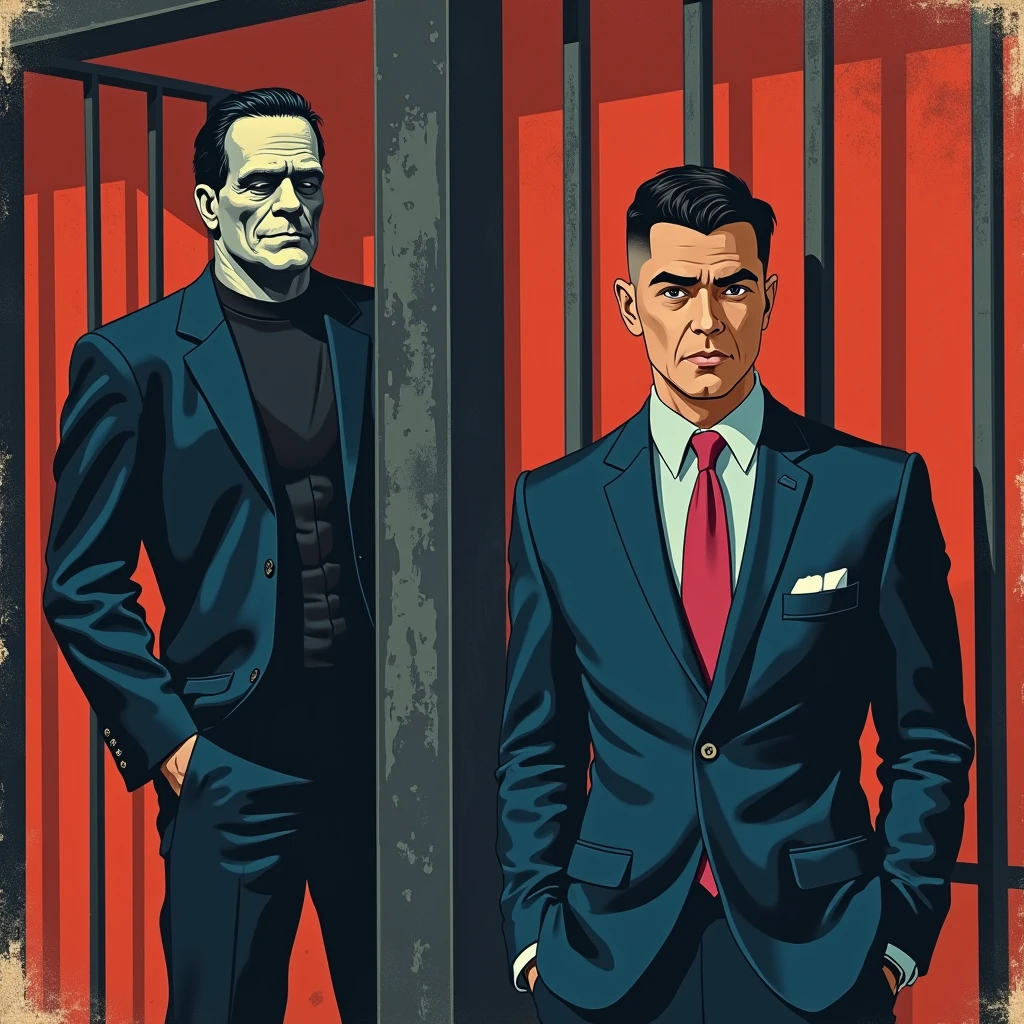 breathtaking graphic novel illustration of Within the walls of a fortress-like prison, inmates with neural implants serve sentences in virtual cells, their minds trapped in endless loops of punishment, their bodies mere husks in the real world. <lora:Graphic_Novel_Illustration_Civitai-000007:1>