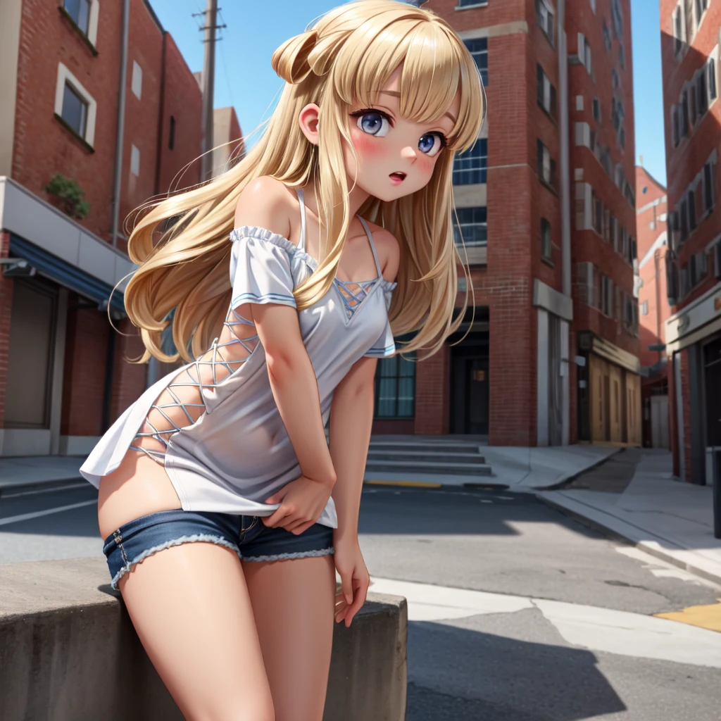 (masterpiece),(highest quality:1.2),One Girl,(Masseter muscle area:1.3),Exquisite detail, Highest quality 8K resolution,Vibrant colors, Warm and gentle lighting,(Kneel on the ground:1.7),(How bright it is when you cry:1.4),(Smooth straight hair:1.2),(Hair parted in the middle:1.3),(Shiny Hair),(Dark blue eyes:1.3),White skin, Barrette,Small Necklace,Summer Morning