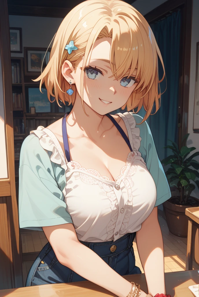 (Masterpiece: 1.2), Best Quality, (Illustration: 1.2), Eye Focus, (Ultra Detailed), Ultra Detail, (Fine Detail), (Intricate Detail), (Cinematic Light, Best Quality Backlight), Clear Lines, Solo Female, Solo Female, Perfect Figure, (1 Girl), High Contrast, (Best Lighting, Extremely Delicate and Beautiful), ((Cinematic Light)), Powerful, Absolutely Striking, Dynamic Angle, Gorgeous Background, cute Teeth, Open Mouth, mischievous smile, close-up, depth of field, close-up of a long-haired character. A cute tongue sticks out of the mouth, long hair, big breasts, short sleeves, dress, bare shoulders, braids, porcelain clothes, having an icecream
