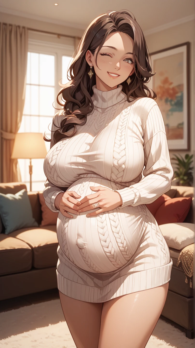 (best quality), big head, (1girl with gigantic breasts:1.3) Women With Brown hair , White Pale Skin Tone , Woman in coat and scarf , Cold , Fat Sexy Milf , Winter , snow  , Details , Portrait Fat Girl , Winter Vibing , Details Hand, details Finger , Details Body , UHD , 8K