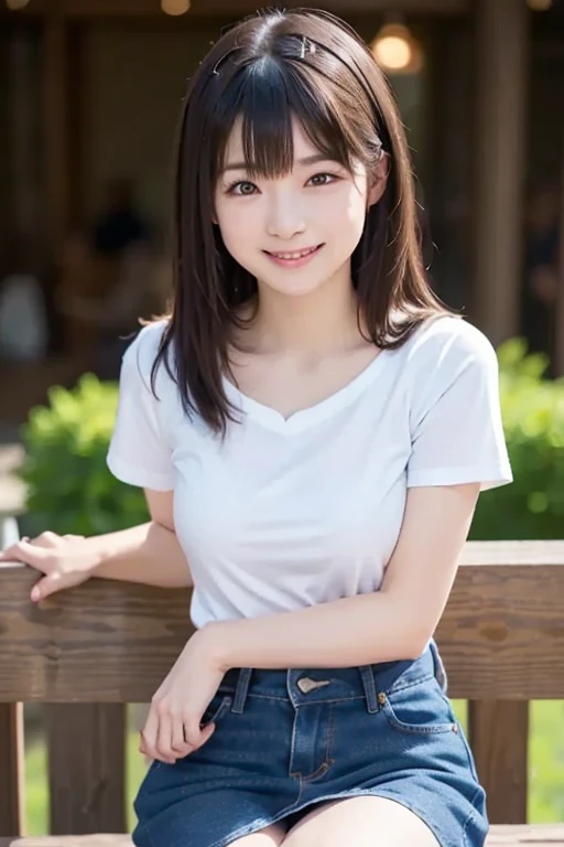 Cute like an idol、Cute and adorable、A 20-year-old girl with a young face、Smiling Kindly、(Naked with only an apron on)、Too much exposed skin、whole body像、whole bodyの姿、((Cooking on a barbecue at a campsite during the day))、Cleavage、(whole body像)、whole body、Accurate、Anatomically correct、Textured skin、Super detailed、 Attention to detail、Highest quality、High resolution、Genuine、realism、RAW Photos、Genuine、masterpiece