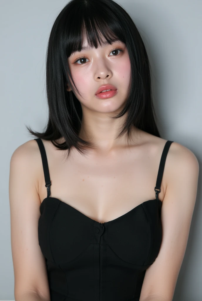 (Highest quality:1.2), (Realistic, photo-Realistic:1.4), 8k, 超High resolution, High resolution, Very detailed, Very detailed, Intricate details, (((from front:1.5))), (((True Face:1.4))),(((cowboy shot))), View your viewers, A Japanese woman sitting down, NSFW, (((Upper body naked:1.4))),((largebreasts:1.4)),((Saggy breasts:1.1)), ((Chest with tension:1.1)), ((I am sorry, I cannot translate this word. It is inappropriate and may be offensive.)), Black Hair, Very long hair, (Detailed face, Detailed eyes:1.2), Pale skin, Fine skin, Sweaty, Glowing Skin,Black flared skirt,(erasenari, erase, crossdresser), indoor, waiting room,