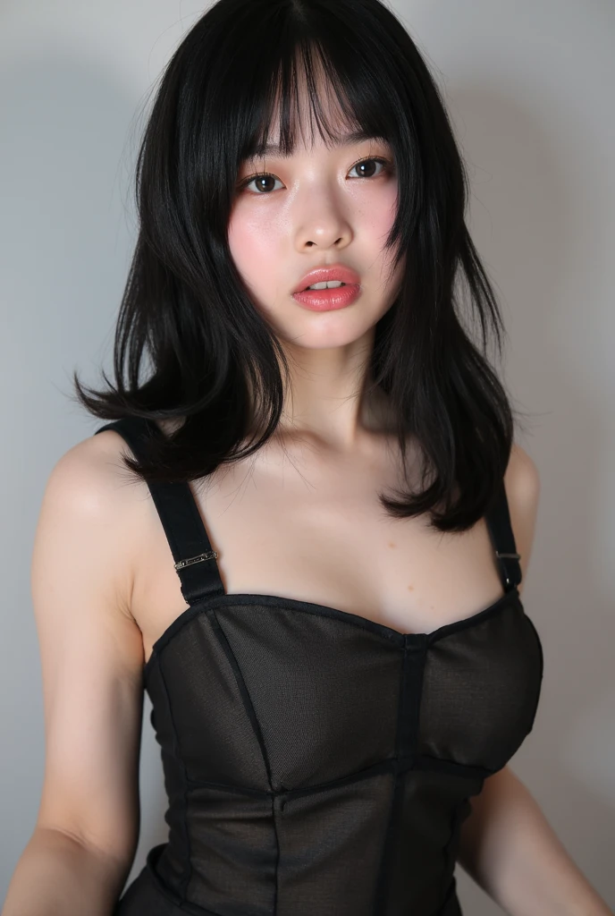 Femme rousse, in lingerie 3 pieces, avec jarretelle, visage ahegao