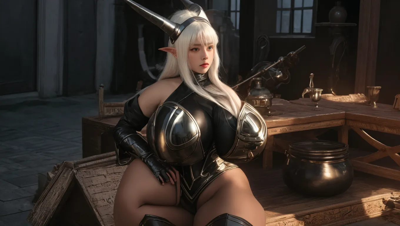 (Best quality), (high resolution), (detailed),1woman, dark fantasy, Fat queen, chubby, giant belly, fat , tall, model body, boar armor, boar helmet, boar lady, queenly attire, gigantic titully armored, prideful look, black armor, light hair, feeding session, chained up, queen chained up and fed forcefully, hands tied