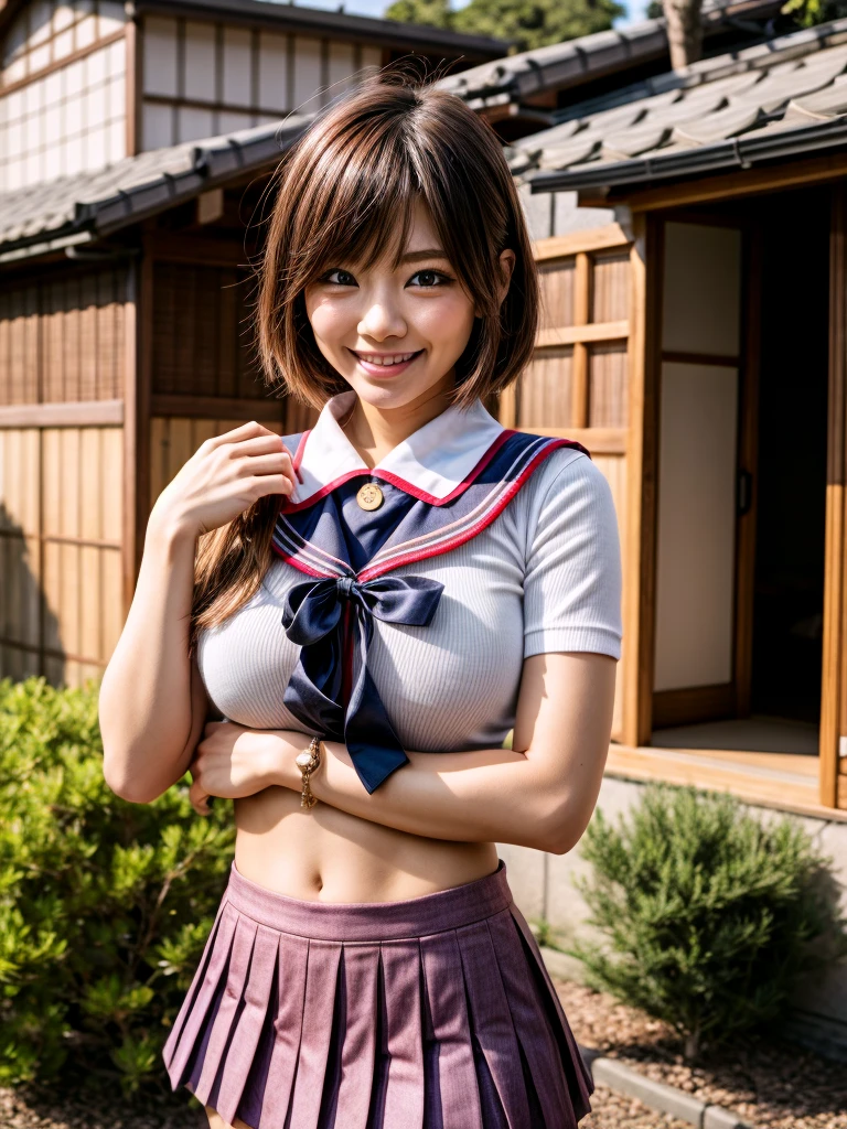 (8K、Raw photography、highest quality、masterpiece:1.2),(black haired、very short hair:1.8),(twin mitsu braid:1.4)、show viewer,Looking at the front,erotic,白いskin,(Bishoujo Sentai、She is wearing a shiny pink ranger costume 。.:1.7)、()、(Clothing that emphasizes the shape of your chest、publish one'skin:1.7)、(big breasts :1.2)、slim body shape、ultra high resolution,beautiful,beautiful fece,(alone、no background:1.9),whole bodyボディー,japanese woman,(Photoreal:1.37)、photon mapping,reality、(Baby-faced and cute: 1.1)、(cute smile: 1.7)、(With a round face: 1.7)、radio city、Physically based rendering、depth of field rally background、photograph, (I can see your knees,very short plaid skirt、spread your legs wide、close up of thighs:1.6),whole body、super fine