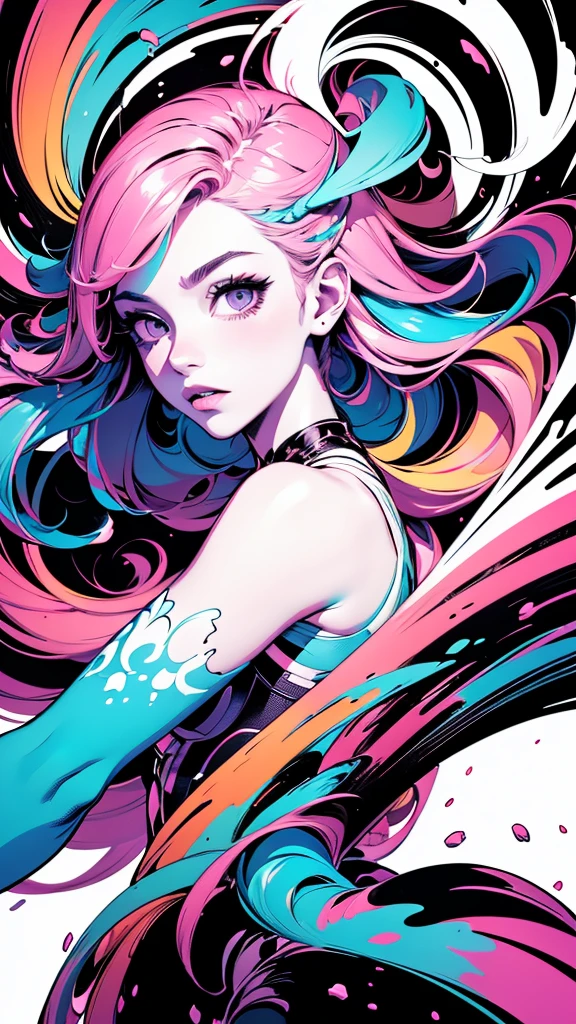 Glitchcore Art Style, (very aesthetic, best quality:1.3), 1girl, dynamic, dramatic, distorted, vibrant colors, glitchcore art style