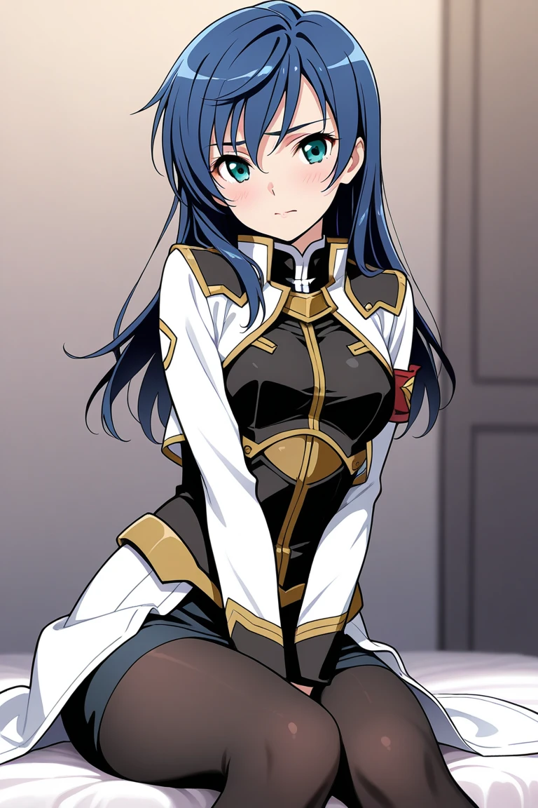 masterpiece, best quality, solo, (detailed eyes:0.9), (detailed lighting, depth of field:0.9),
Uniform, knee boots, black thighhighs, sheath, skirt, zettai ryouiki, ascot, shorts,
<lora:Nobume_V2.1:0.6>