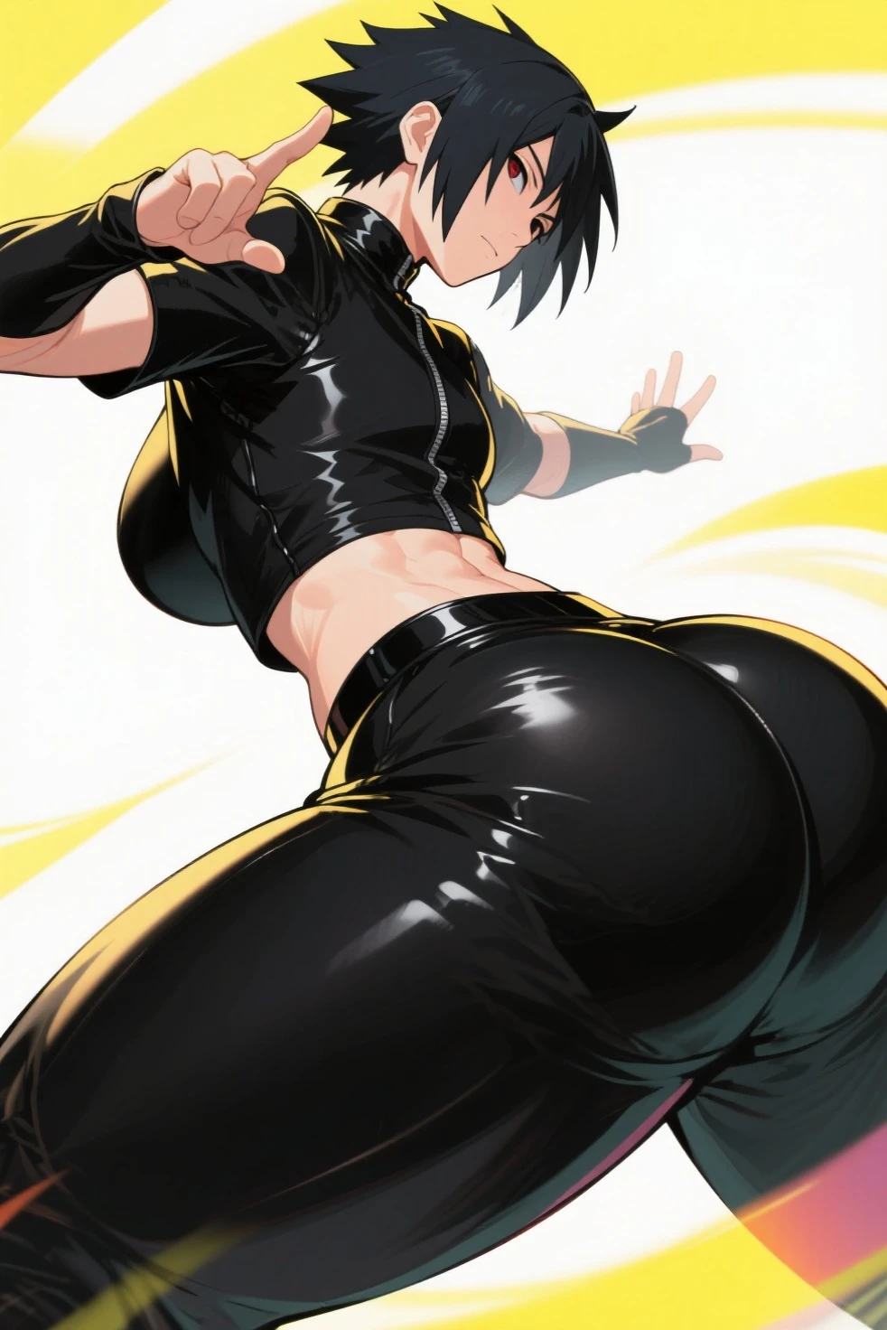 ((gargantuan butt)),((Look at the buttocks)),((Slouched)),(((Attack with farts))),((Yellow smoke)),(Turn your buttocks),(((Grinning))),((bare butts)),((kunoichi)),(Yellow hair),((The bikini)),((perfect body type)),(((Ninja clothes))),🥷,(((Young face)))