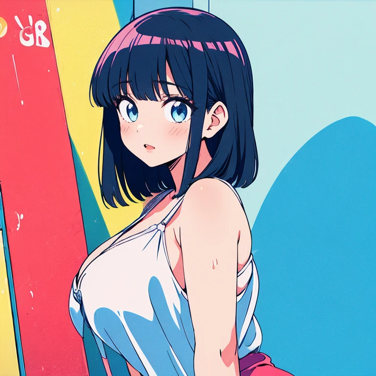 score_9, score_8_up, score_7_up, score_6_up, score_5_up, score_4_up, 1girl, 25yo model bombshell
BREAK (wearing black micro bikini), ponytail, (long black hair:1.3, long tendrils), (big bright blue eyes, super detailed eyes), (large breasts)
BREAK (close up shot:1.3), navel, view from front, facing viewer, closeup of face, seductive look, cleavage, pinup pose
BREAK neo tokyo well lit highrise building, filled with neon signs, well lit by red neon lights, translucid, bricks wall
BREAK official art, masterpiece, (anime, cel-shaded, source_painted_concept_art)