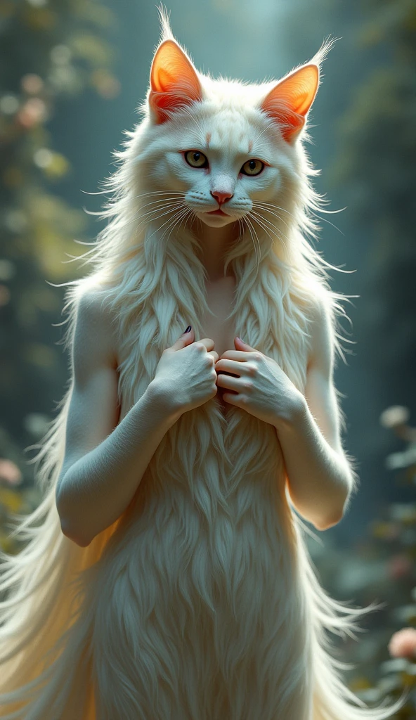 Beautiful girl who turns into a anthropomorphic cat