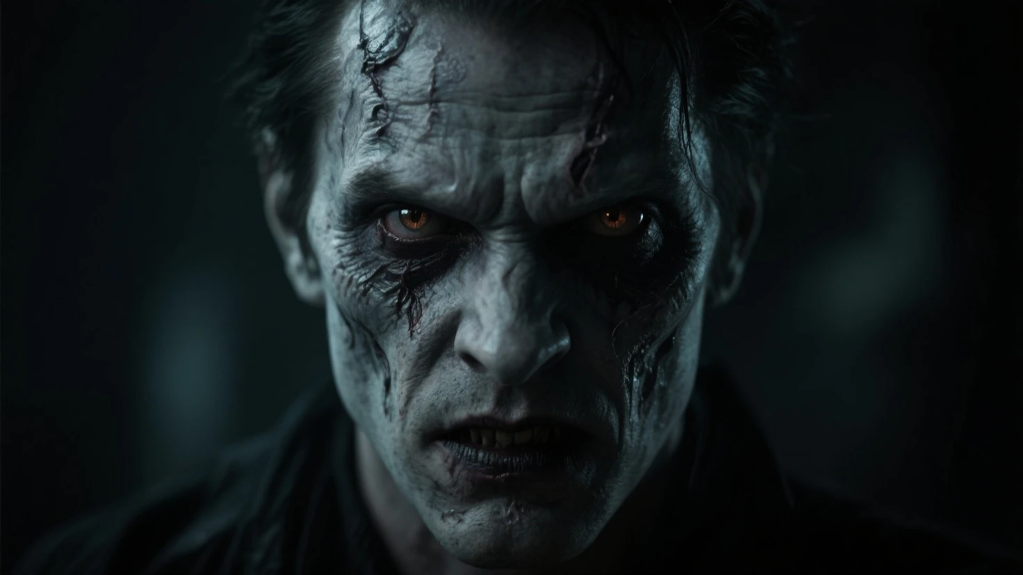 (((horror style))), illustration of a zombie vampire with a stake in the heart, Bill Henson, lying in a coffin, super detailed, Unreal 5 resolution