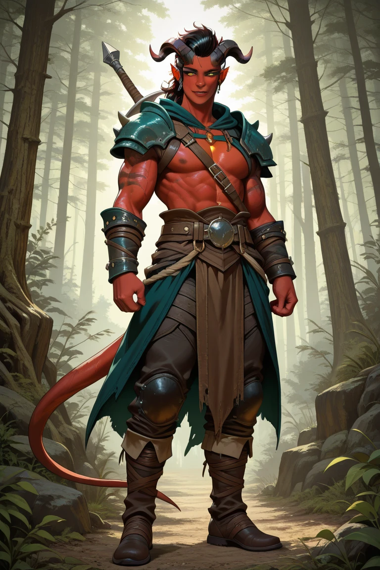 I want a male half-orc with red hair, no beard, and short hair.