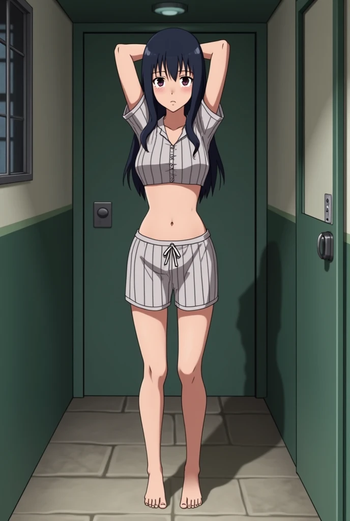 sfw:1.3), have to pee, hand between legs, leaning forward, She need to pee so bad, bathroom line with other girls that needs to pee