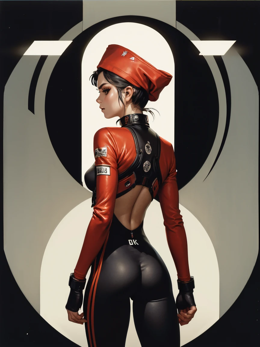 (best qualityer))), (((manga strokes))), (((back view))), (((perfect ass))), (((bike helmet))), (((pink devices))), (((Googles in your head))), (((tiny thong shorts))), uma Kizi jovem muito bem vestida com roupas modernas de inverno, short top, short jacket with dark fur collar, beautiful and expressive face, slightly-smile, big eyes with long black eyelashes, heavy make-up, chains and zippers spread across clothes, contrasting colours, pose de atitude, short hair with a modern and futuristic cut, urban game poster art, dramatic camera angles, graffiti art elements in the background, design mixing contemporary and retro by Shepard Fairey, (((cowboy shot))), (((best qualityer: 1.4))), (Unbeatable masterpiece), (hiper HD),(CG 8k hyper-realistic), Kizi, (((standing alone))), pirralha violent, (((14歳))), sexly, pose de atitude, work of art, post-apocalypse, (((manga style))), bounty hunter, violent, Manic, the way you want, slenderbody, thin but strong, perfectbody, roupa moderna, advanced technology, neon, sleeves with vertical striped pattern, neutral background, (( cowboy shot )). intricate visual