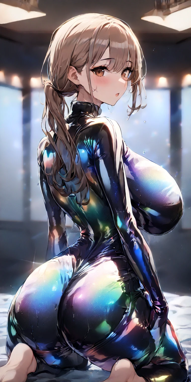1 girl,Browsing Caution,clavicle, Absurd, brainwashing,Combatant, Hollow Eyes,((Purple glowing eyes 1.5)), Huge breasts , Expressionless, Emotions are removed,(Black latex tight bodysuit),avert your eyes , whole body shape, ((Squat,Spread your legs, Put your arms behind your head)),(Highest quality、4K、8k、High resolution、Must have:1.2)、Very detailed、(reality、reality的です、reality的:1.37)、Ticker、Hyper HD、Studio Lighting、Ultra High Definition Paint、Sharp focus、Physically Based Rendering、Extreme Detail、Professional specifications、Vibrancy and color、Blurred、Sports portrait、landscape、Horror Style、Anime Big Tits、sf、photograph、Concept Artist、Five Fingers, Perfect body, {{{masterpiece}}}, {{{Highest quality}}}, {{Very detailed}}, {shape}, {{Very delicate and beautiful}},Improved cost performance、All Roles、Canon 5D MK4でphotograph、photograph,