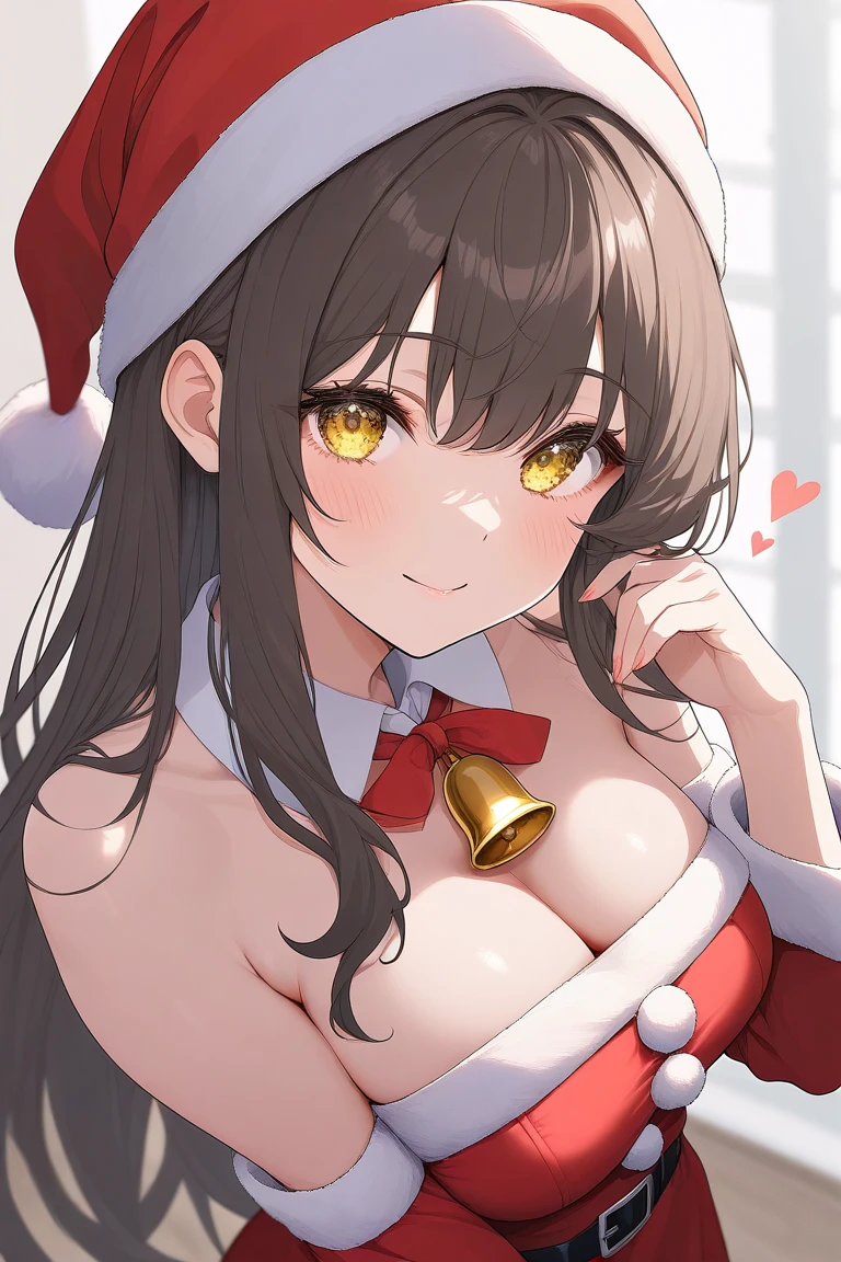 1 female、brown haired(Curta)、Brown eyes、Black-rimmed glasses、Best Quality、ultra-detailliert、8K resolution、Raw photo、masutepiece、seductive boobs、gorgeous faces、Perfect body、santa claus