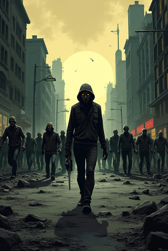 A group of people dressed in colorful hoods are protesting against injustice. The scene is set in a busy city street, with the protestors chanting slogans and holding signs. The mood is angry and defiant, and the atmosphere is charged with emotion. The style is abstract, and the image is rendered using a digital art technique