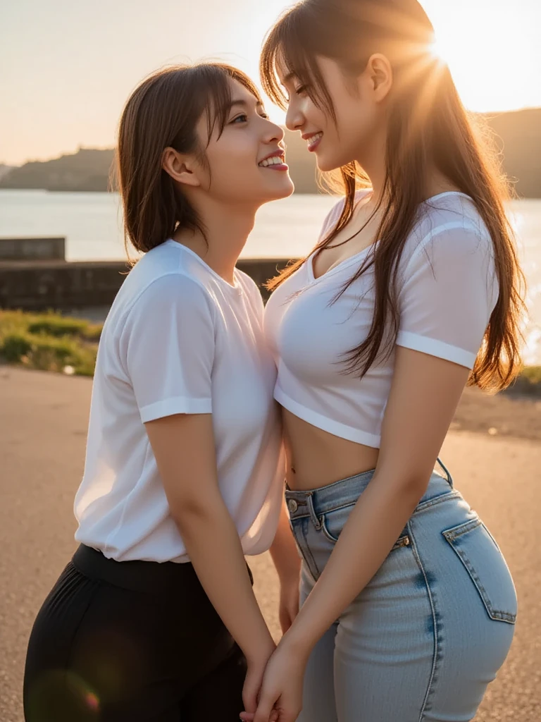 In a steppe,Underwear rain,One with loose hair,Girl wearing a yellow T-shirt on top