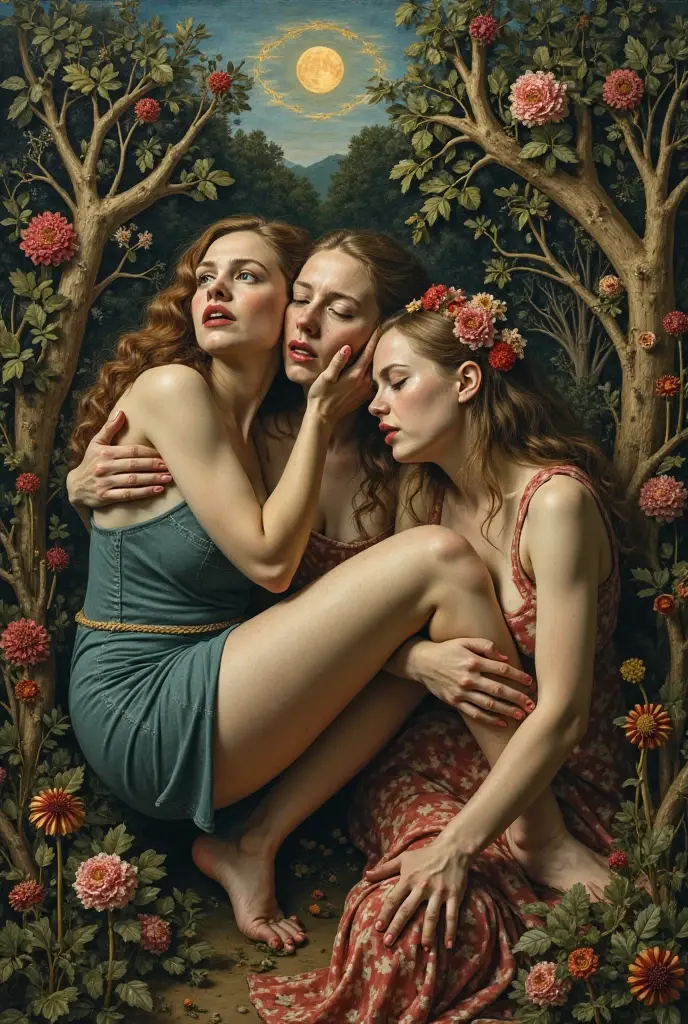 Realistic girls lying down without clothes