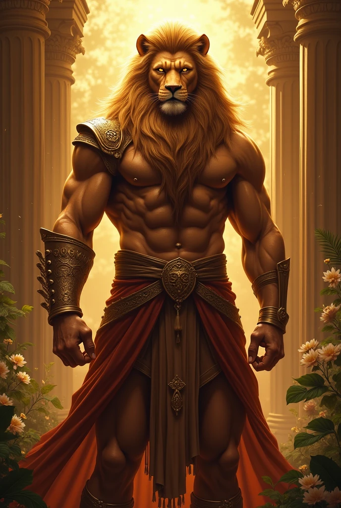 majestis furry (muscular furry lion) standing Pose, an anthro, anthromorbic, Brave Warrior, Masterpiece, 1 Solo