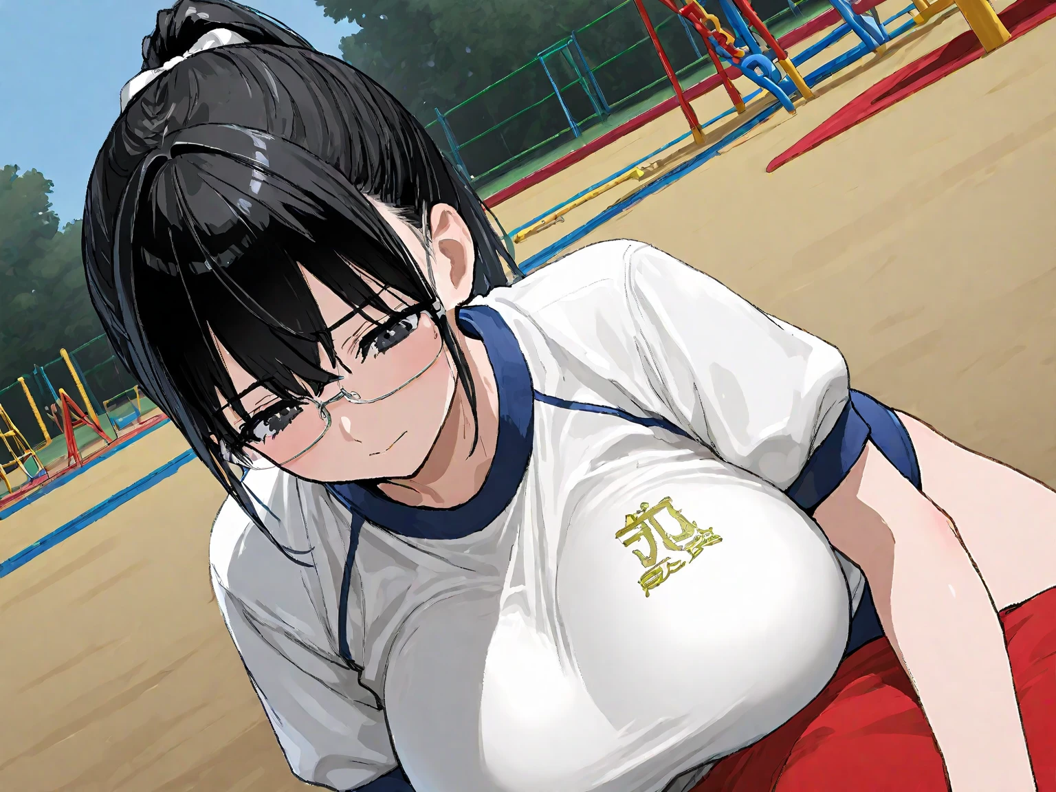 masterpiece, Highest quality, Nico_Yazawa,High resolution, 1 Girl, alone, Brown Hair, short hair, Twin tails、Purple eyes, , , (Cleavage)、(Beautiful thighs), Carrying a red backpack, (randoseru backpack:1.2) Sweaty、Thick thighs、Highest quality、4K、One girl, 8-year-old, , cute, Grin, (Surrounded by men in the park))、、His penis is exposed through his thick thighs, Surrounding the girls、Semen from the penis、Bukkake、Bukkake、(Bukkake)With projectile、Blowjob、Lots of passersby、Ahegao、Low length、、、Handjob、School Swimsuit、、Spread your legs、(Handjob)(Blowjob)Knee socks、Plump、Big Breasts