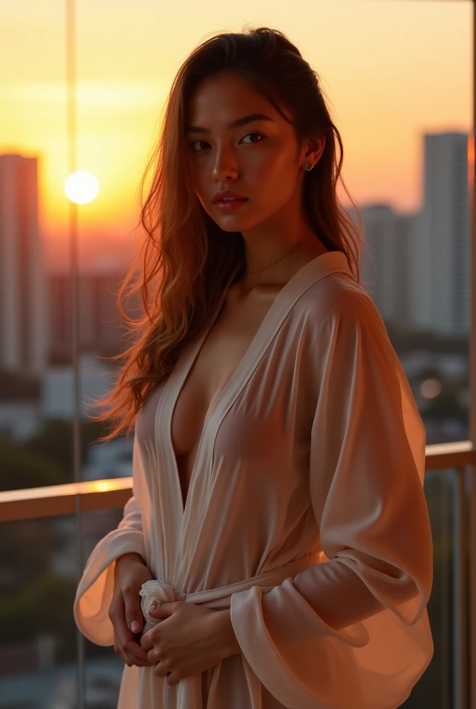in 8K、The ultra-detailliert、Physically Based Rendering、copulation OK、18year old、natta、A sexy、happy facial expression、 lace hair ornament、Soft light、best qualtiy、Rocket-shaped big((Bust:90cm))、((Dancing)|( lying back on))、Spread legs、Wide open thighs、(Show off your crotch)、((cleanness:95%))、Very embarrassing posture、(gravure)、(wide-angle lens)、Wide Angle、Full body portrait、On the rooftop、overlooking a city、The fog is thick、Strong wind is blowing、Dancing on the Edge、Falling、World Tree、massive trees、nighttime scene、A sexy、G-String Panties、Camel toe、There is a red heart-shaped body paint.、The shape of the nipple top is clearly visible.、Translucent jacket、Thin cloth、thin and soft underwear、Strangeware、semi transparent、Underwear in the wrong size、