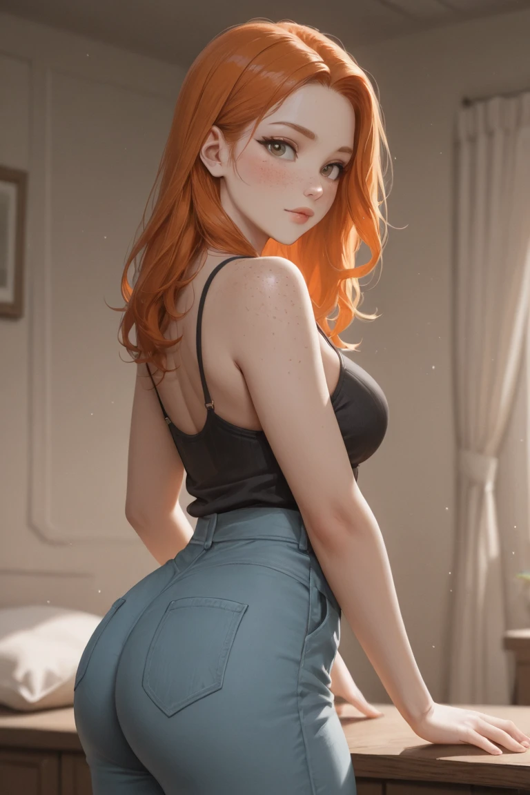 ((1 female)), solo, (long ginger hair with ponytail), Blue eyes,(fox ears:1.1),, ((wedding black lingerie)), (sexy skirt), ((almost naked:1.3)), (big breasts:1.2), busty, blush, (cum:1.3), (fullbody), lesbian, an all fours, (backview), nice butt, cute