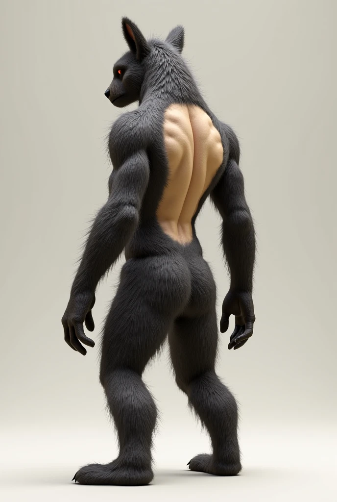 Muscular black jackal standing posing seductively while doing a photo shoot for the viewer showcasing their large veiny muscles while on hand is pulling down their underwear presenting their penis base and huge penis shaped bulge in their underwear, Masterpiece, highly detailed image, highly detailed genitalia, 4k, 4k resolution, black penis+, penis base, big testicles, by Truegrave9, by Virtyalfobo, by Chunie, by Clockhands, thick theighs+, huge testicles+, big penis, inviting, inviting viewer, solo, long tail, looking pleasured+, dominant male, looking at viewer, photo shoot, plain background, bedroom eyes+, seductive male, bubblebutt, quote "think you can handle this?", presenting, large muscles+, bulge towards viewer, hand behind head, undressing, looking down at viewer, black skin+, ebony skin+, sweat, biting lip, black underwear,