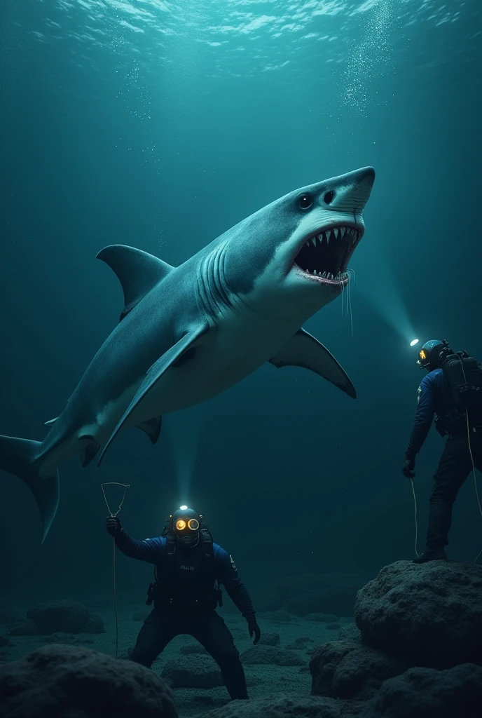 HDR photo of a diver plays with a walrus and shark, <lora:scubagear2023:1.0> scubagear2023, diving mask, scuba tank, goggles, diving suite, feets with diving fins, Ultra-realistic 8k CG,masterpiece,best quality,(photorealistic:1.4),(EOS R8,50mm,F1.2,8K), High dynamic range, vivid, rich details, clear shadows and highlights, realistic, intense, enhanced contrast, highly detailed