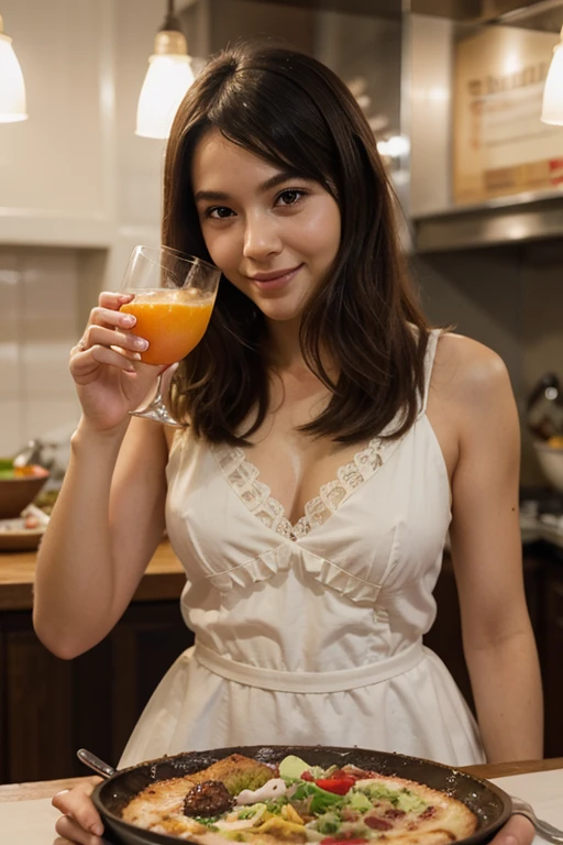 (high quality:1.2,Ultra-realistic) 、Detailed face、Detailed eyes、Beautiful Japanese Woman、22 years old、Black Hair,(Slender body:1.4),(Cleavage:1.2)、(breasts out:1.3),The chest is on the table、ryokan, BREAK (wearing pastel color floral pattern Japanese yukata,obi),((ryokan yukata,onsen yukata),Sitting at the table, (Big smile,Happy expression:Pure joy). she has (updo hair) and、 (Holding a large beer mug on the table)、(no bra,braless:1.3),(blushing:1.5),