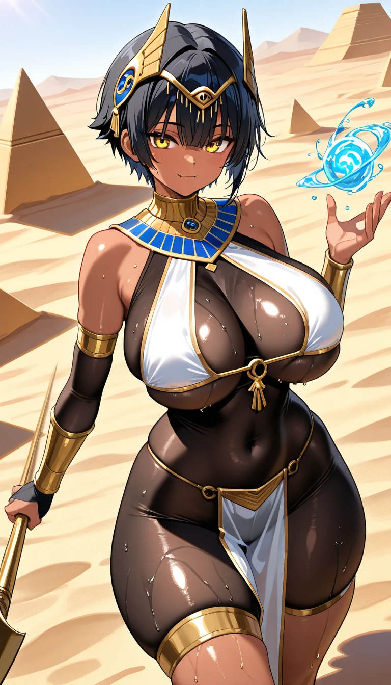 Ankha, wearing a slingshot bikini, animal crossing, mature body, huge breasts, thick thighs, thin waist , plumb ass, extremely detailed face and eyes, absurdes 4k, dynamic pose, dynamic shadows, beautiful lighting