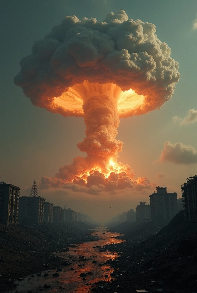 Nuclear explosion in the nuclear plant, menacing the city, disaster movie, no titles, people scared, <lora:difConsistency_photo:1>, <lora:difConsistency_detail:0.65>