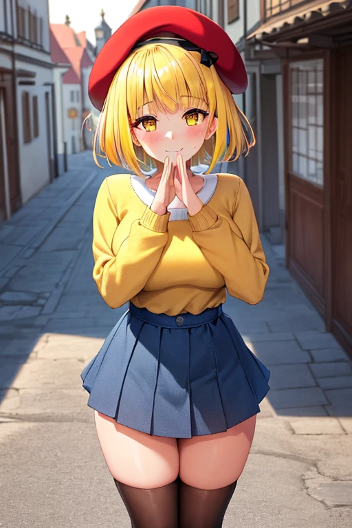 Lower Body Zoom、sit、Legs2Book、Pussy、spread legs with squatting pose、I'm looking away、In town、bustling street、cap、Shoulder bag、mini skirt、Private Server、Girl、Girl、Younger、Baby Face、flat chest、forehead、smile、Both eyes open、Useless、Chat with friends