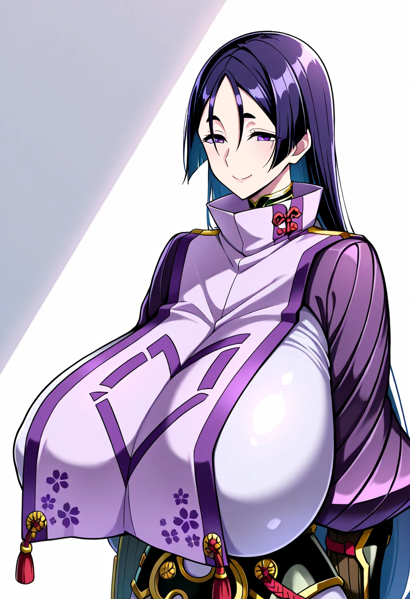 (masterpiece, best quality, extremlely detail unity 8k wallpaper, exquisite character design, beautiful huge breasts, extremely face details, extremely good anatomy), asagi, 1girl, breasts, solo, smile, abs, toned, looking at viewer, hand on hip, blush, huge breasts, blue hair, long hair, bangs, hair between eyes, green eyes, (nurse outfit:1), skin tight clothes,