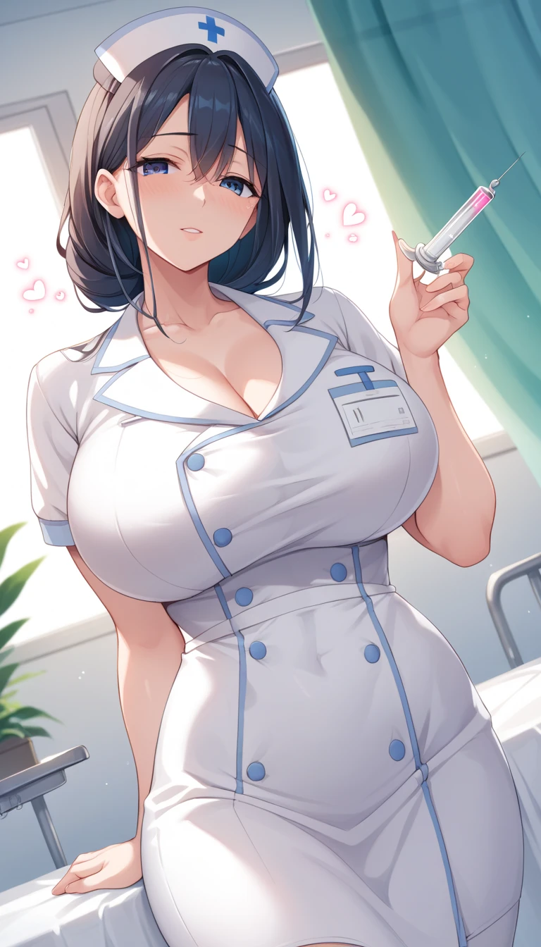 Infirmary,窗帘,1girll,nurses,white dresses,tmasterpiece,The best quality,The is very detailed,Large breasts