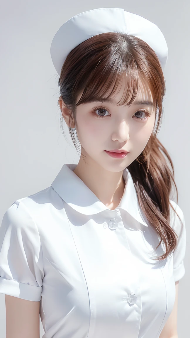 (detailed skin:1.2), (shiny skin:1.1), 8k,best quality, masterpiece, ultra high res, (photorealistic:1.4), RAW photo, (soft saturation:1.3), (fair skin:1.2), Japanese idol, 19 years old, Natural make up, brown hair, medium hair, asymmetrical hair, wavy hair, asymmetrical bangs, (collared white shirt, slit tight skir:1.2),
