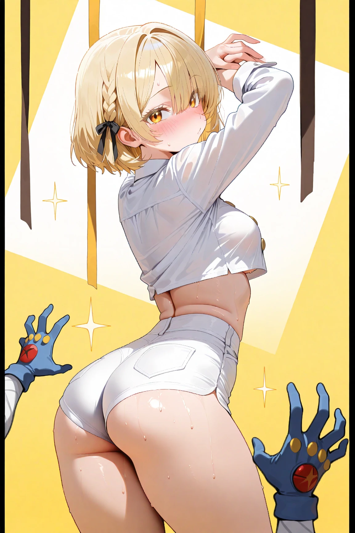 nsfw,Kagamine Rin、standing position、crying face、vaginal 、micro bikini、back view