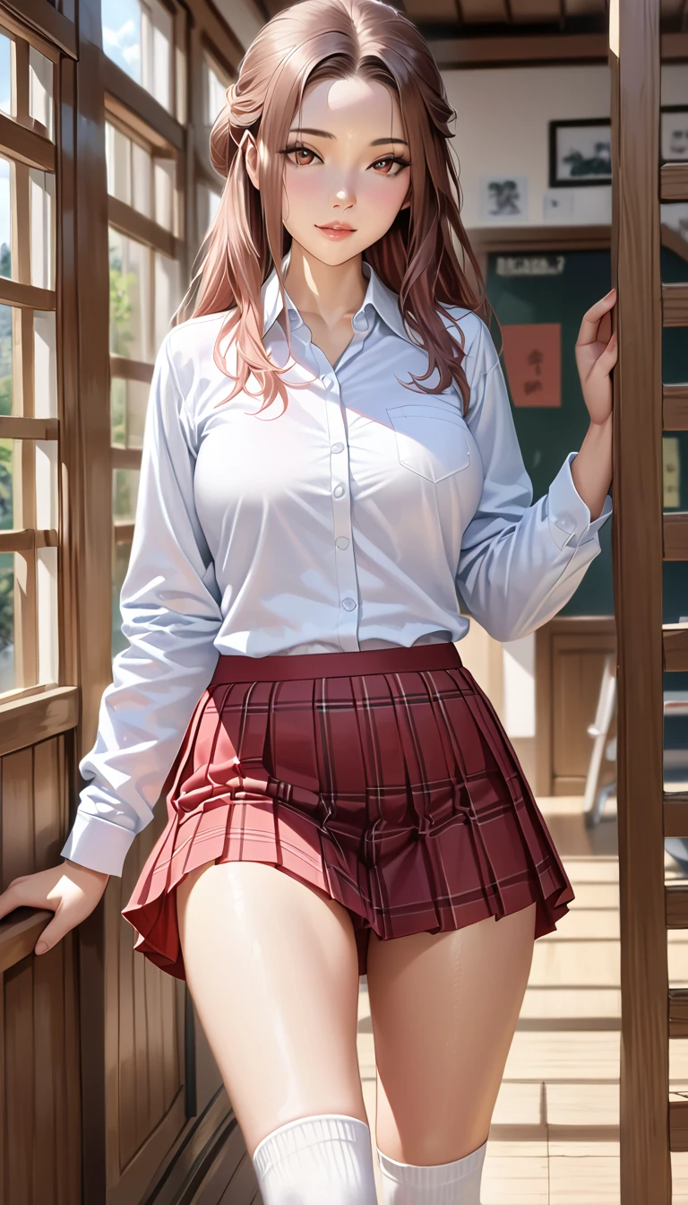 (NSFW:1.5)、Detailed CG Unity 8k wallpapers、Highest quality、Photorealistic、Bright lighting、Very cute woman、17 years old、high school girl、high school girlアイドル、Fair skin、Captivating Eyes、((Droopy eyes))、(Watery eye:1.3)、((Ecstasy face))、Please open your mouth a little、blush、Face Light、(Long pink hair with bangs:1.3)、Earrings、necklace、Glowing Skin、((Big Breasts))、((Perfect Anatomy、Perfect limbs、Thin fingers))、(His arms are tied with ropes:1.3)、(Put your arms above your head:1.5)、(Red bow tie around neck:1.5)、((White short sleeve shirt:1.5)、((The chest of the white shirt is wide open、the udder is completely exposed,:1.6))、((The chest of the white shirt is wide open、Nipples fully exposed:1.6))、(Nipple Piercing Rings)、((Navy tartan pleated mini skirt:1.6))、(Blue tartan pleated mini skirt:1.6)、((Spread your legs wide:1.5))、((Raising both legs:1.5))、((Her white lace panties with holes are exposed:1.3))、(From white lace panties with holes、I can see a beautiful pussy:1.5)、(I can see a beautiful pussy:1.5)、 (Small labia minora visible:1.3)、(I can see the small clitoris:1.3)、(Focus on the vagina:1.3)、(From below:1.3)、(very skinny legs)、(Beautiful feet)、On the stairs of the station、