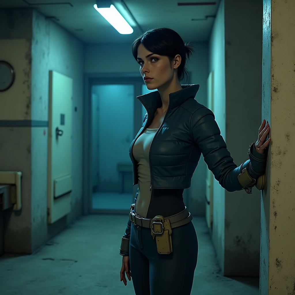 Highest quality, (dramatic lighting: 0.7), masterpiece, high angle shot, RAW photo (pale 21 year old woman with short hair, looking up at viewer), cute, (in tattered battle suit, disheveled), (standing on a playground ), full body portrait, perfect face, stunning eyes, vivid detail, (highly detailed skin), freckles, sfw, (blue tint:0.6), (dirty:0.8), (bloody:0.7), key lighting, ( backlighting: 0.5 ), depth of field, Canon 5D, 50mm lens, F/4 aperture, (super detail, intricate detail), sharp focus, soft colors, 8k, absurdity, 8mm film grain, war photography