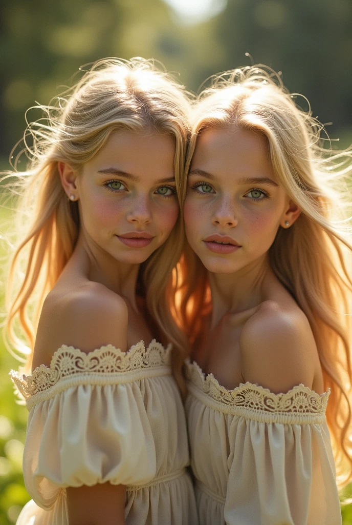 Una mujer blanca afro rubia, with a 4 year old girl straight blonde hair, elle sourient,