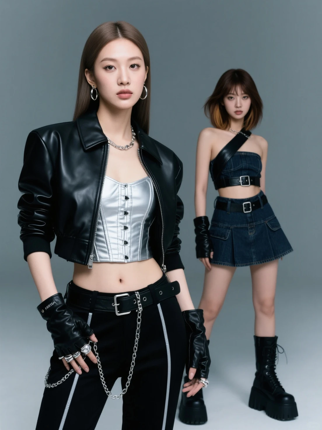 2girls, (1girl Blue Eyes Sana Minatozaki blonde long hair), (2girl brow eyes black long hair Hirai Momo), wide hips, Big Boobs, big ass, (Best Quality, 8k, Masterpiece: 1.3), Clear Focus: 1.2, Perfect Body Beauty: 1.4, Slender Abs: 1.2, Highly detailed face and skin texture, detailed eyes, double eyelids, (black tanktop and jeans pants), (girlfriends looking into each other's eyes :1.3), in a the square of japan
