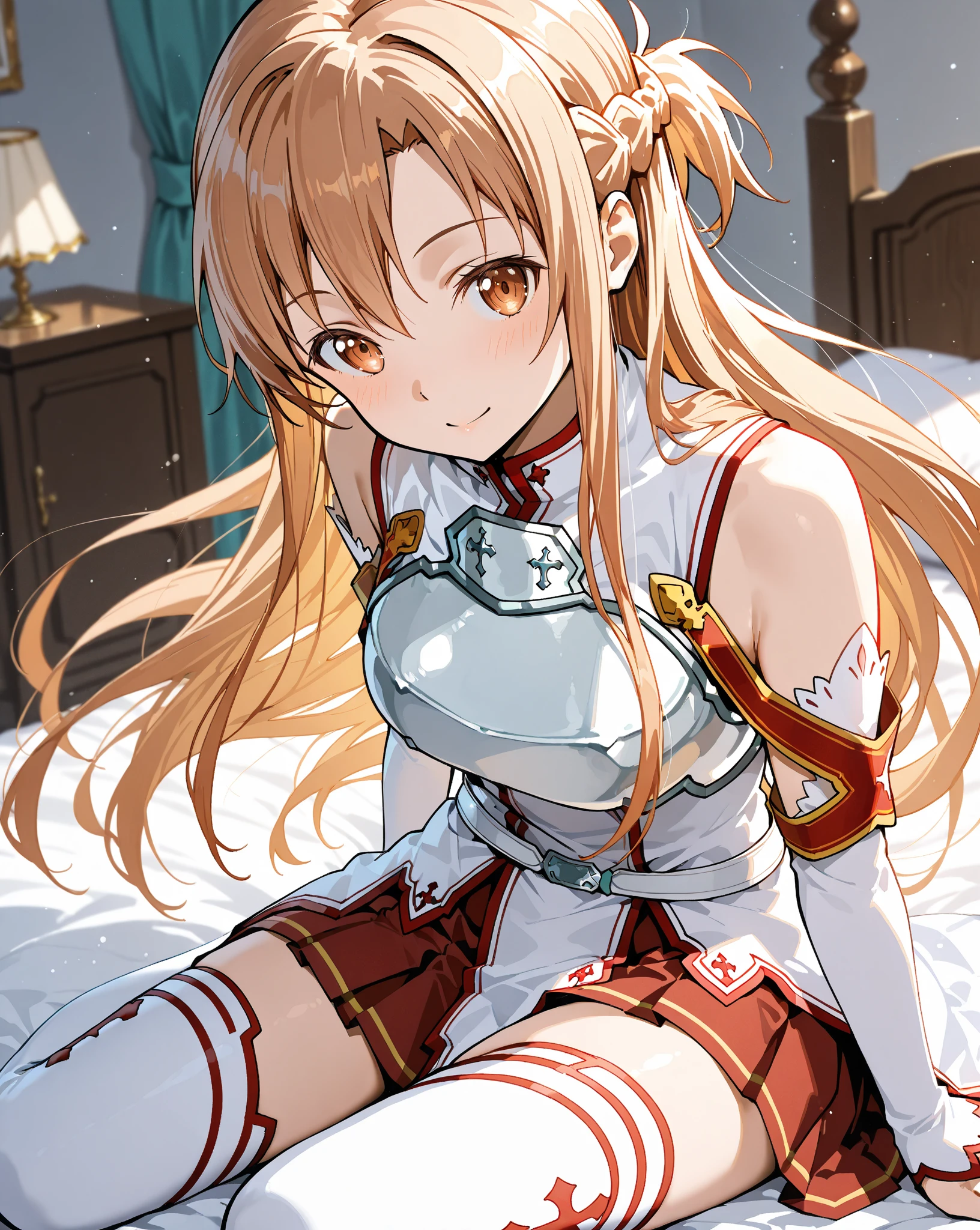 <lora:lcm_lora_sd15:1>,
(masterpiece,best quality,8k,beautiful and aesthetic:1.2),
solid-best-physical-appearance-perfect::2,
cosplay,Smile,HUGE BREASTS,
<lora:(RRy^W)}PWfeYH.N}rZh<.asuna_(sao)_v1:0.8>,
aaasuna,brown eyes,bangs,brown hair,(long hair),braid,
bare shoulders,armor,breastplate,white sleeves,detached sleeves,red skirt,pleated skirt,white thighhighs,
on back,lying,hands_on_lap,covering_crotch,(spread legs:0.8),
<lora:[R]Xn}0{LORA.add_detail:0.3>,