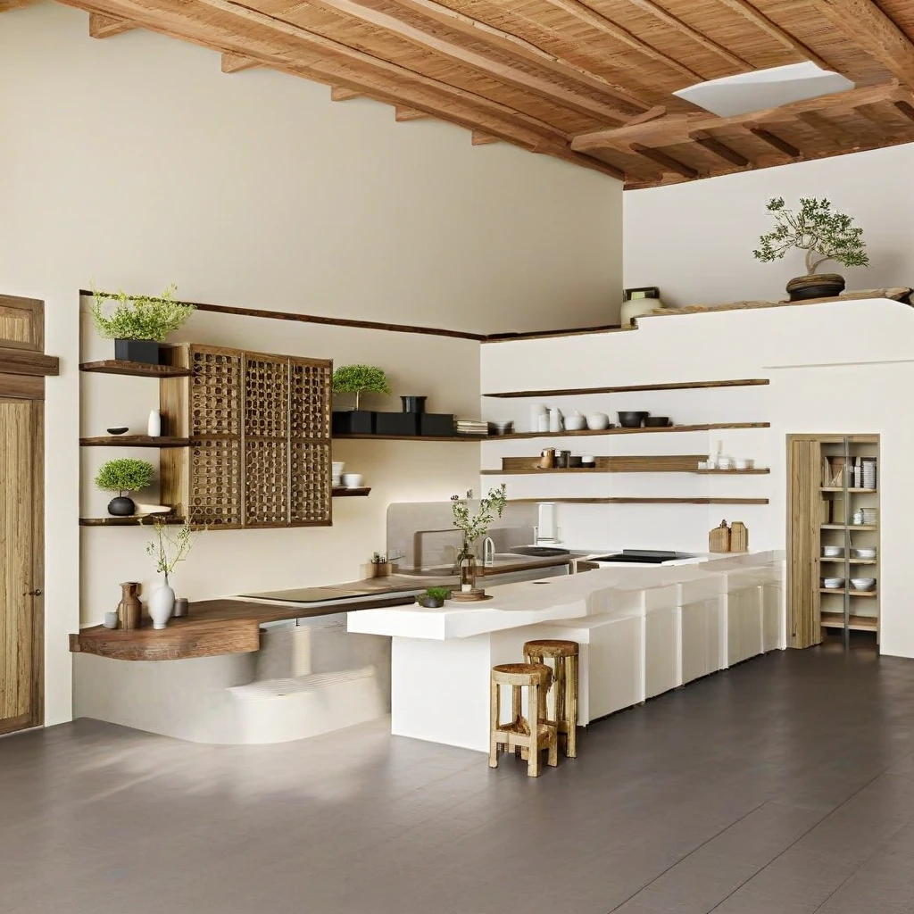 Design a creative shelf system for a mezzanine room with an open gable ...