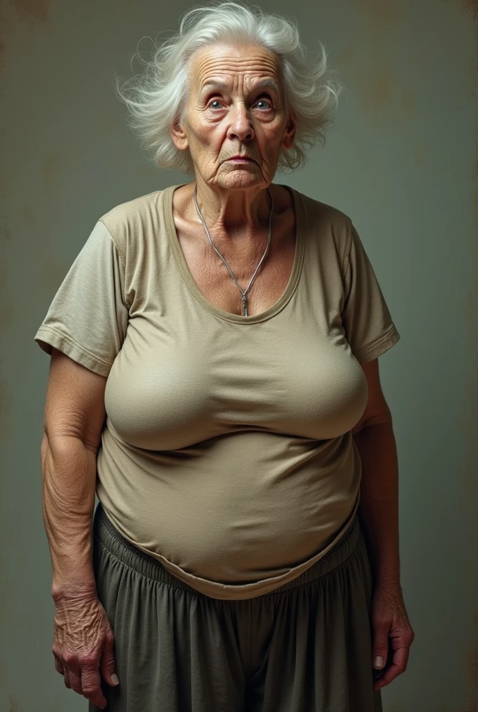 Slender old woman with big buttocks and breasts