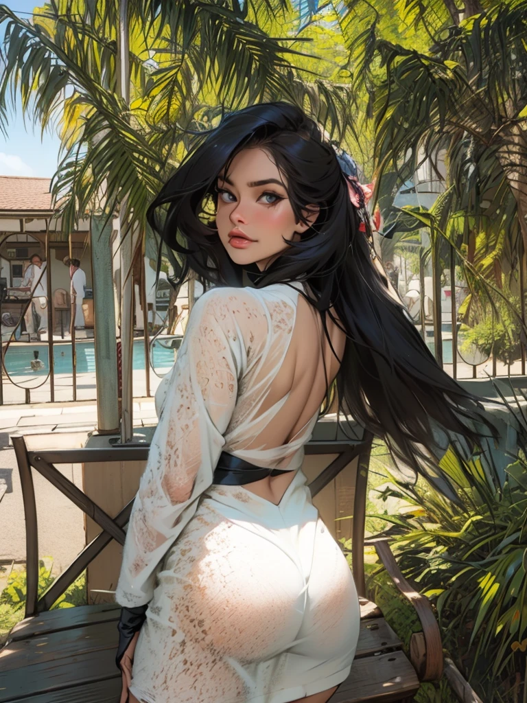 I have a beautiful and attractive appearance. She is distinguished by her long black hair that reaches her lower back, And that'great, Charming eyes highlight the beauty of her face. She has light skin and soft facial features that add to her feminine and delicate personality. She has a fit and slender body, She always looks confident , Which reflects the elegance and femininity of her personality. And tora'The anus is large