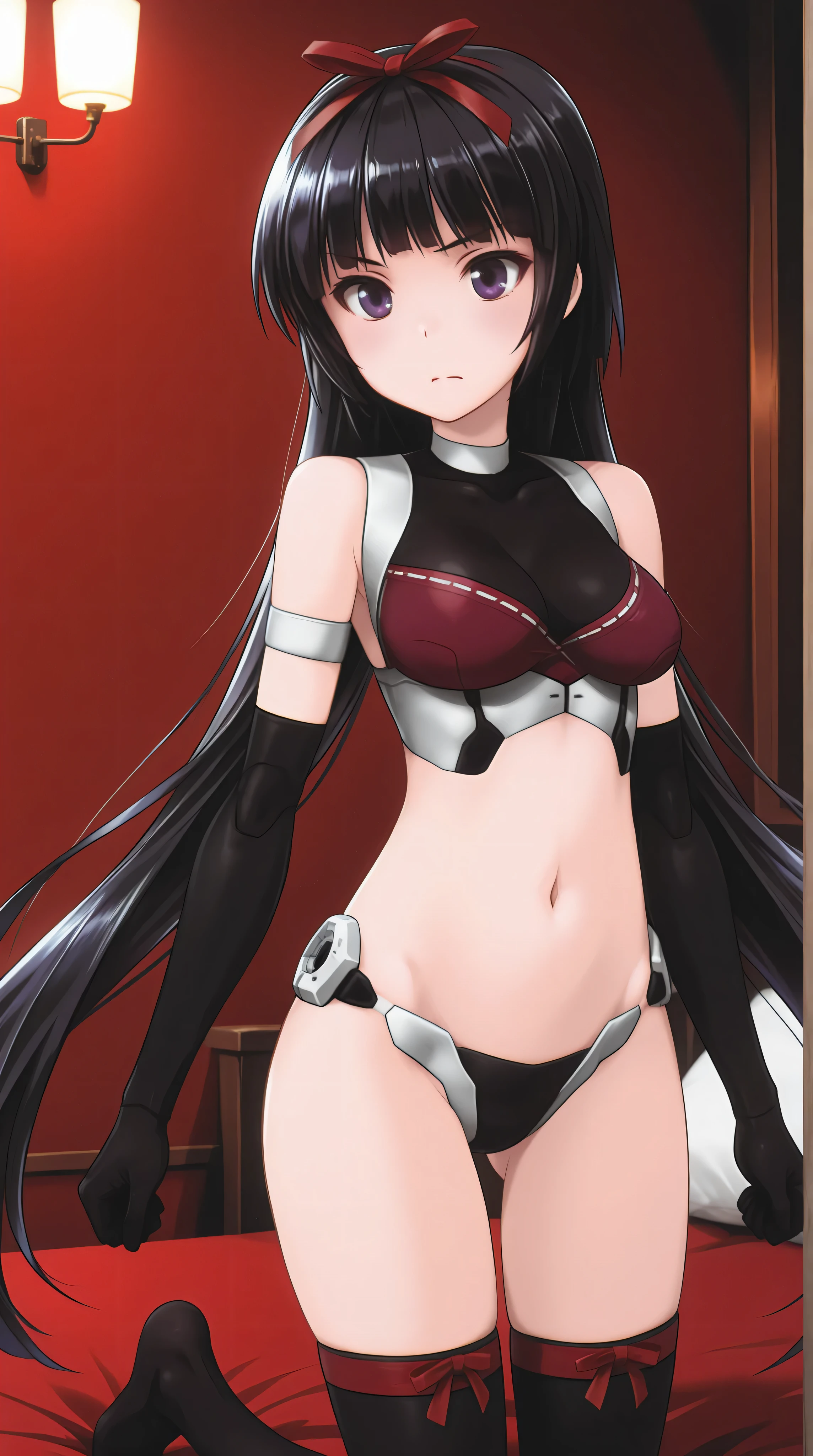 A nude girl with Small bust, Skinny body. Bandages are wrapping bust, Bandage on breasts, Bandage on pussy