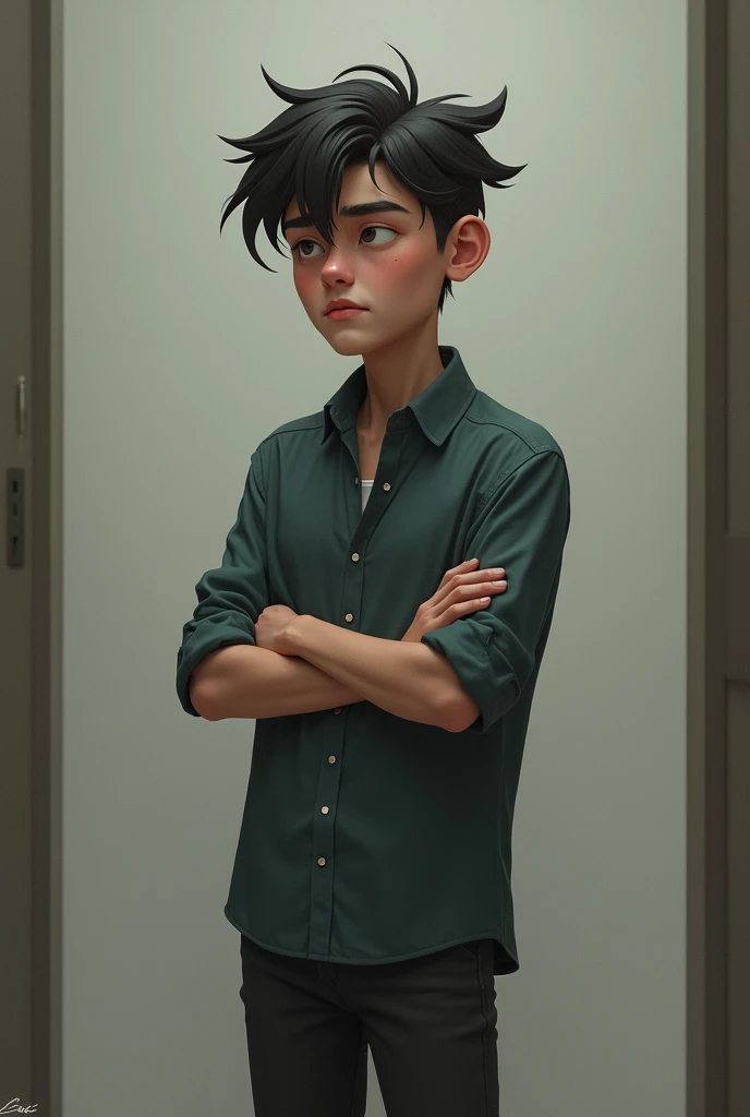 a skinny guy in a school, realist art
