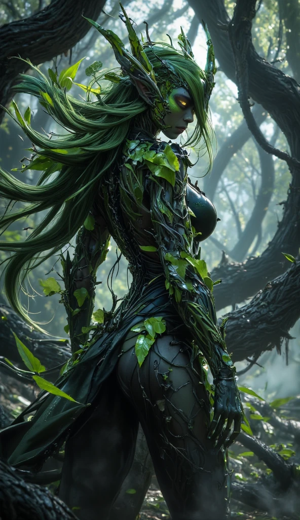 Swamp Monster woman, 25 years old, Swamp Monster style, a supernatural antihero character in comic books published by DC Comics, who was transformed into a monster composed of plant matter after an explosion in her laboratory doused him with chemicals, is transformed by the chemicals and plants inside the swamp into a misshapen monster the Swamp Thing full body, (body with plants: 1.3), ((best quality)), ((Selected: 1.4)) super resolution, Cinematic lighting, (New York: 1.3), (swamp monster head: 1.3), ultra realistic, . .....RAW, (realism: 1.5), (Realisitc: 1.4), (Absurdity: 1.4), 8k, ultra-detailed, detailed, (One: 1.4), (viewer: 1.3), HD4