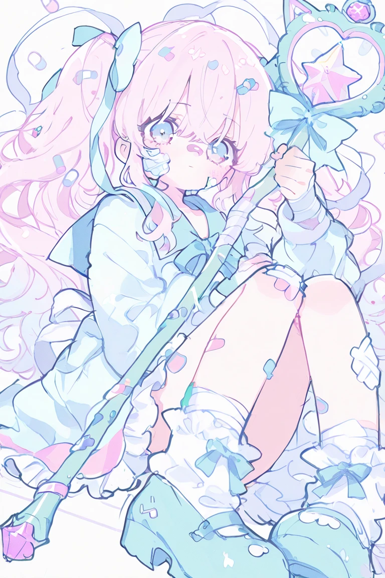 Yumekawa, dreamily cute, pale, moya, (masterpiece, highest quality, highest quality, watercolor (medium), official art, beautiful and aesthetic: 1.2), watch viewer, pattern, break, (iridescent hair: 1.2), rainbow unicorn